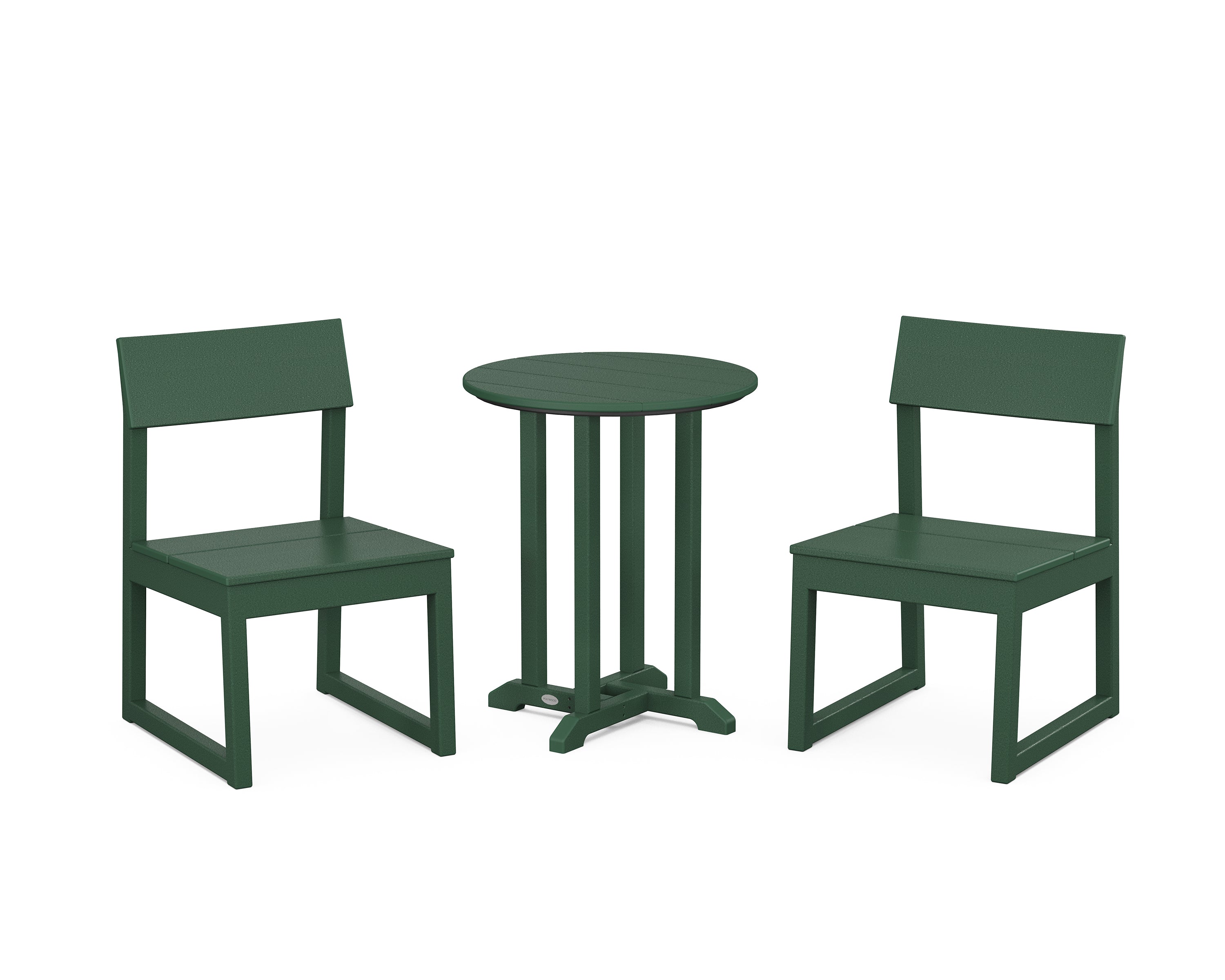 POLYWOOD® EDGE Side Chair 3-Piece Round Bistro Dining Set in Green