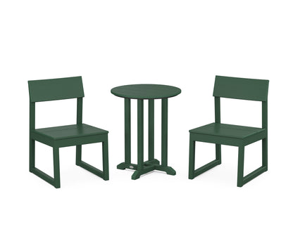 POLYWOOD® EDGE Side Chair 3-Piece Round Bistro Dining Set in Green