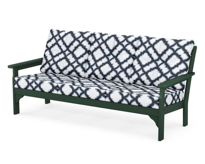 POLYWOOD® Vineyard Deep Seating Sofa in Green / Trellis Marine Indigo