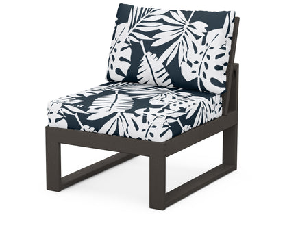 Unbranded Modular Armless Chair in Vintage Coffee / Leaf Marine Indigo