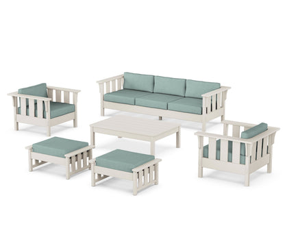 Martha Stewart by POLYWOOD® Acadia 6-Piece Lounge Sofa Set in Sand / Glacier Spa