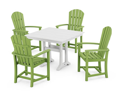 POLYWOOD® Palm Coast 5-Piece Farmhouse Dining Set With Trestle Legs in Lime / White