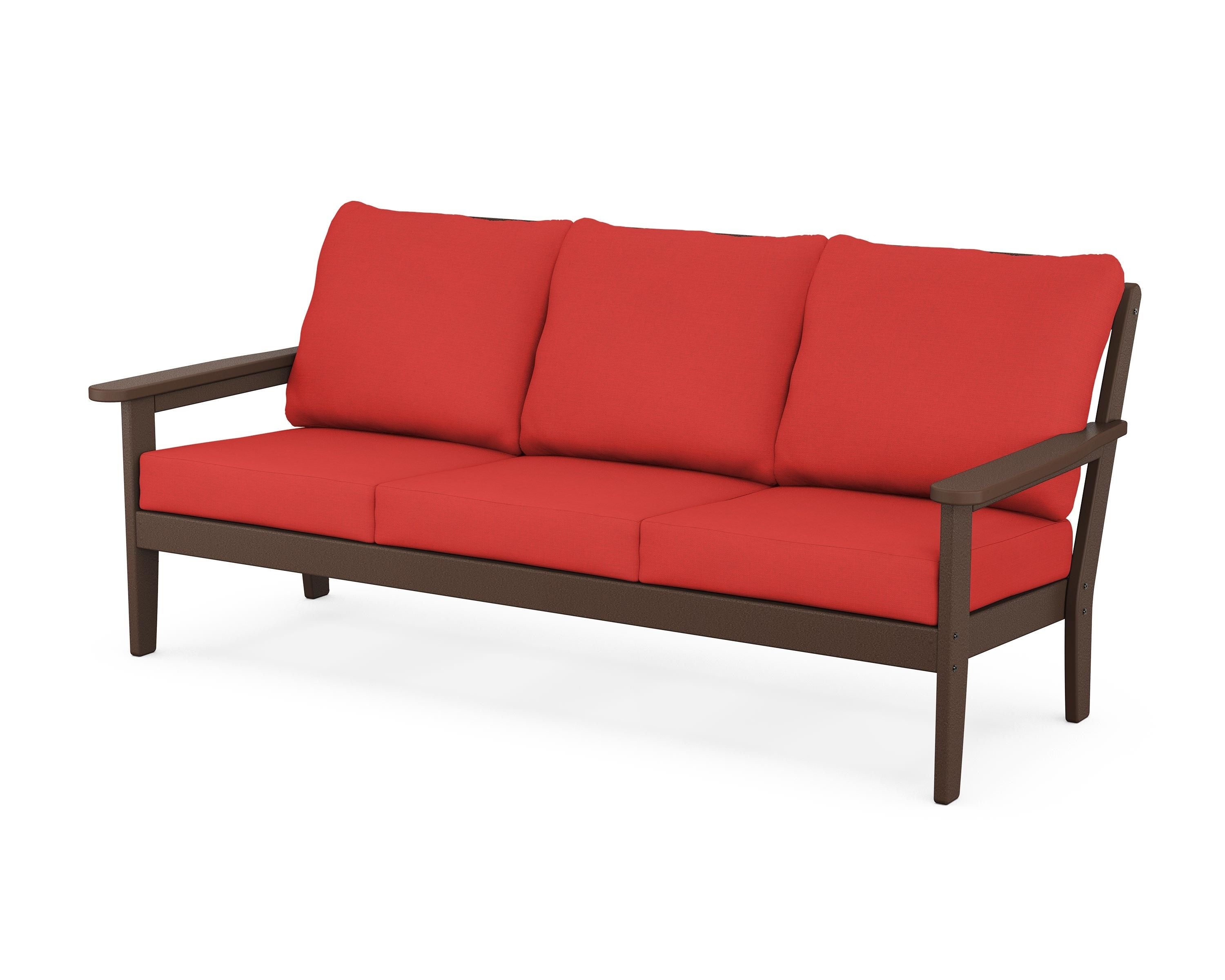 Country Living Cottage Deep Seating Sofa in Mahogany / Crimson Linen
