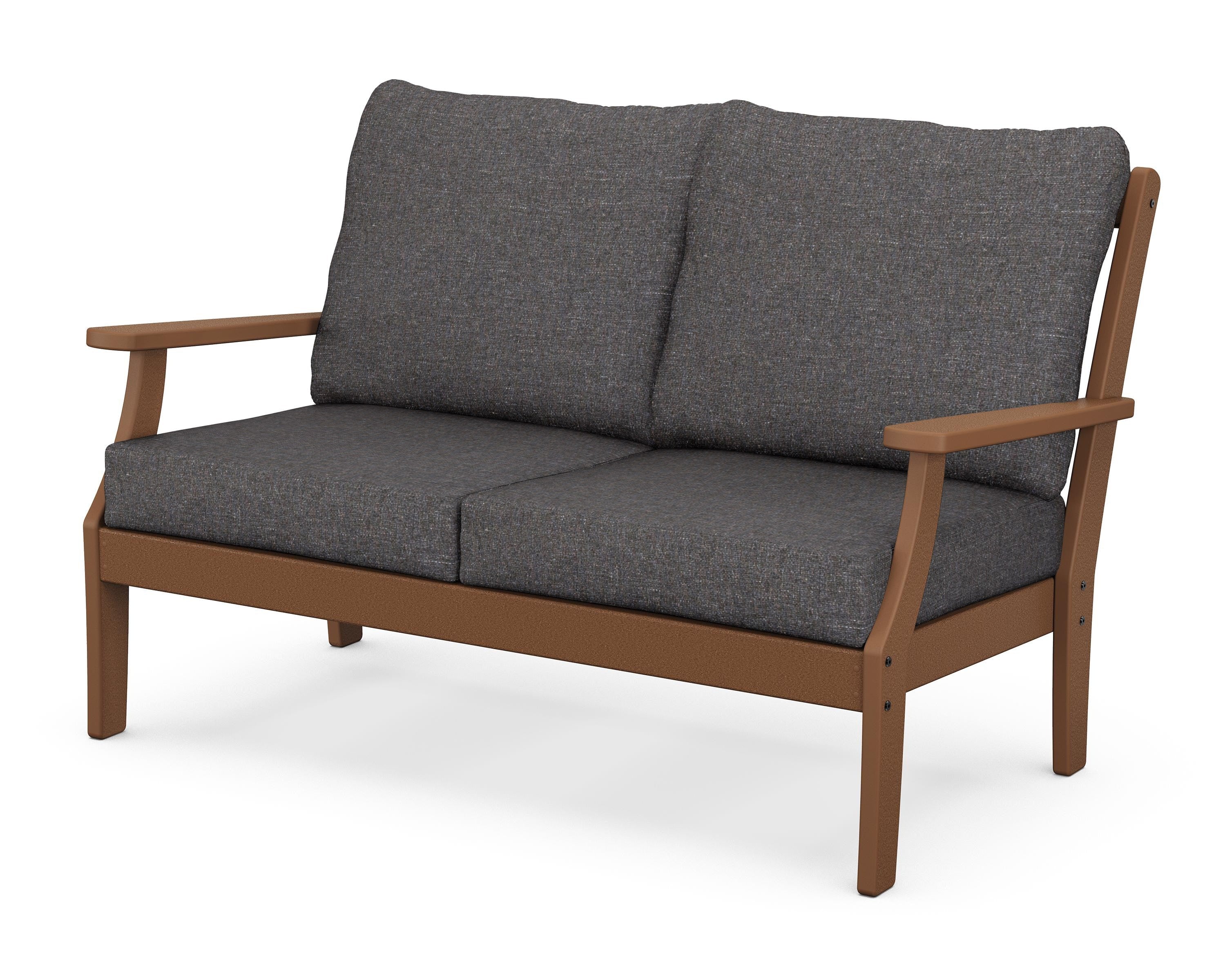 POLYWOOD® Braxton Deep Seating Loveseat in Teak / Ash Charcoal