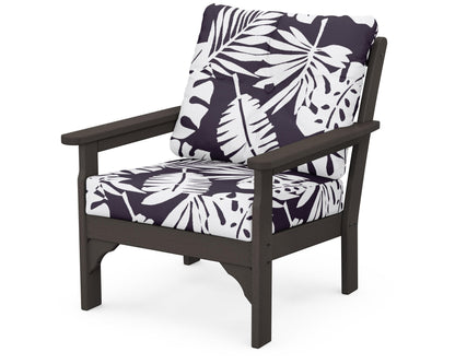 POLYWOOD® Vineyard Deep Seating Chair in Vintage Coffee / Leaf Navy