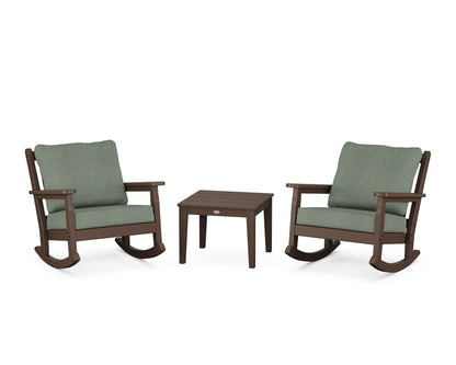 POLYWOOD® Chippendale 3-Piece Deep Seating Rocker Set in Mahogany / Cast Sage