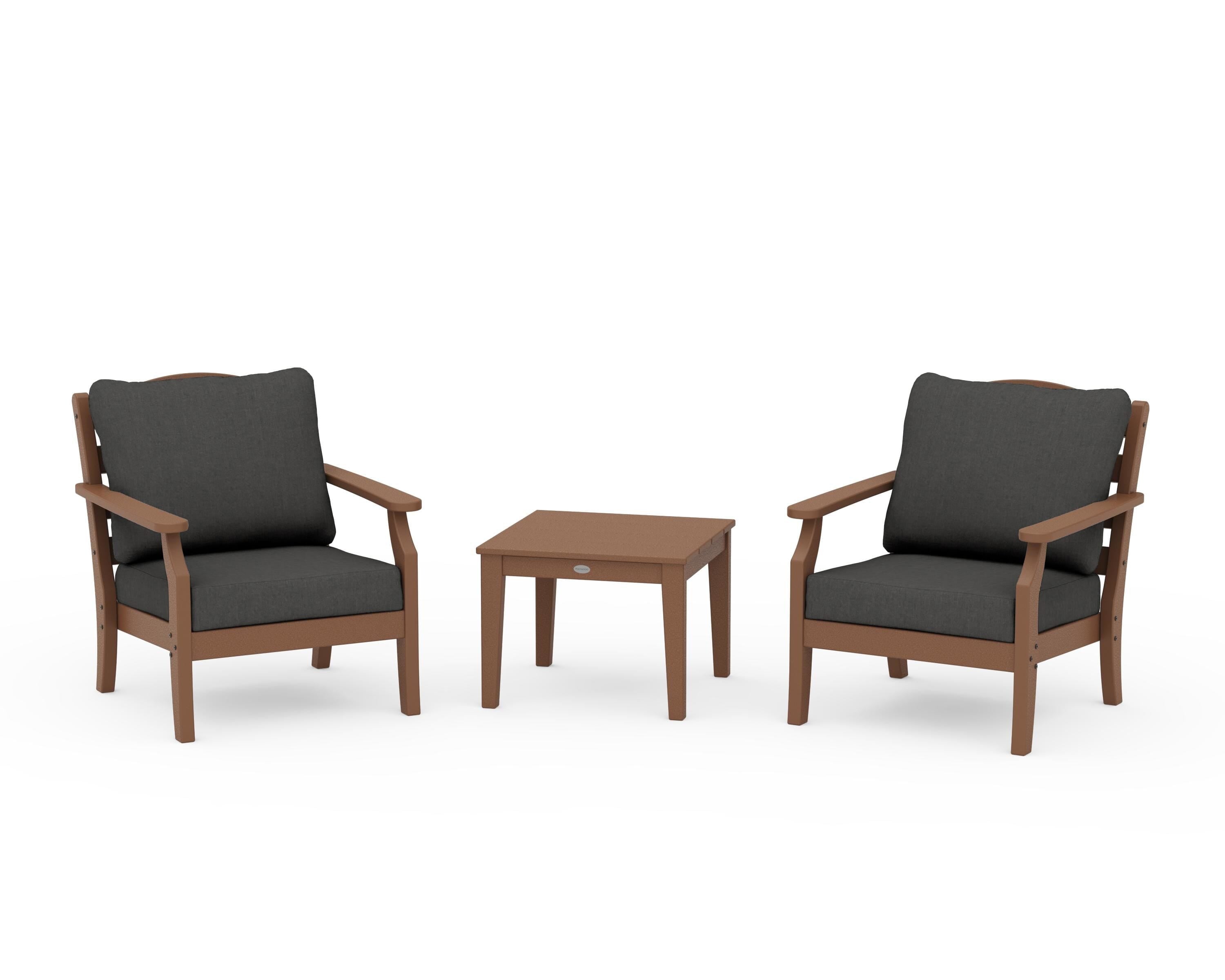Draper James™ by  POLYWOOD® Savannah 3-Piece Deep Seating Set in Teak / Spectrum Carbon