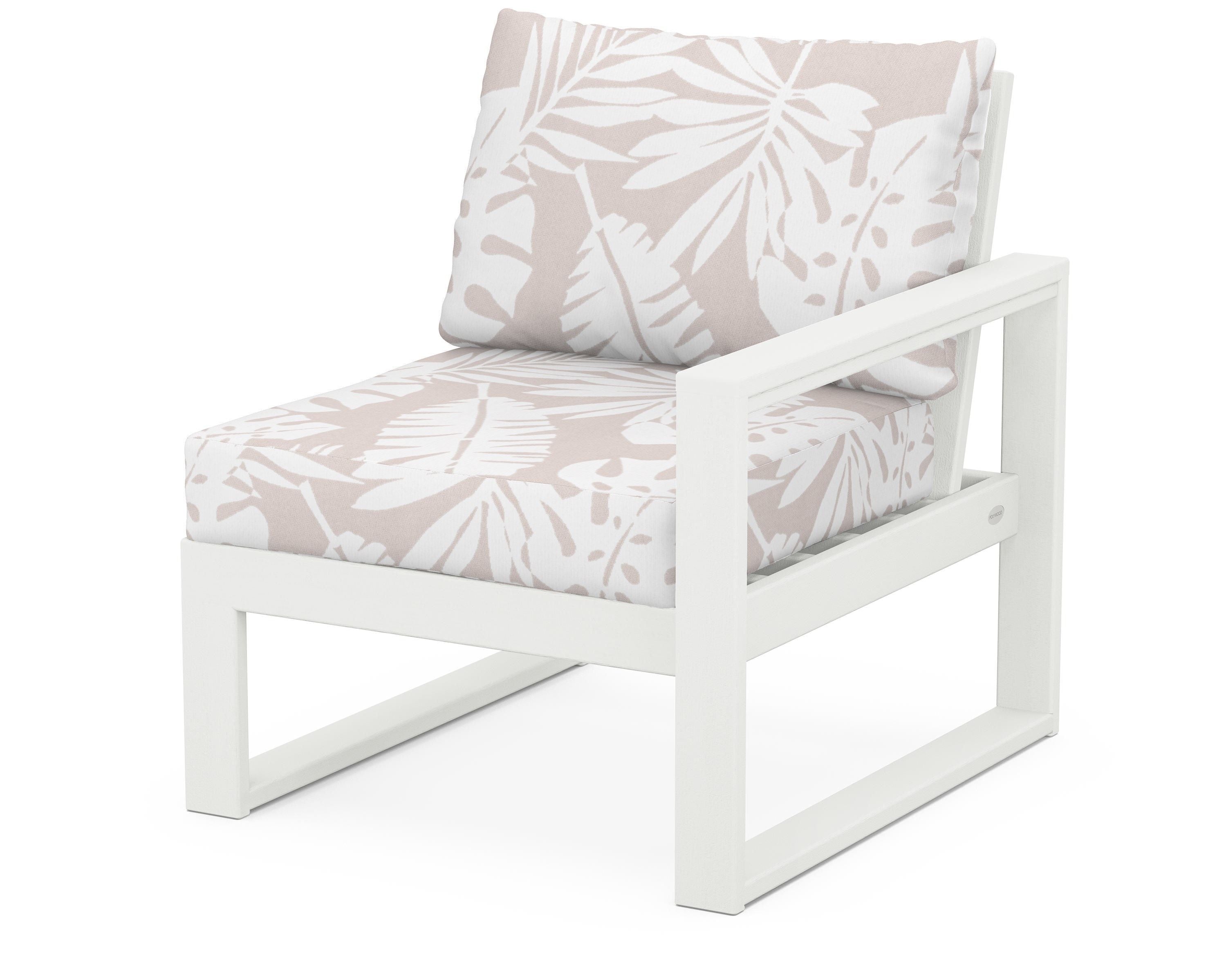 POLYWOOD® EDGE Modular Right Arm Chair in Vintage White / Leaf Dune Burlap