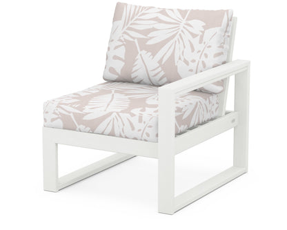 POLYWOOD® EDGE Modular Right Arm Chair in Vintage White / Leaf Dune Burlap