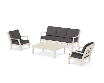 Martha Stewart by POLYWOOD® Chinoiserie 4-Piece Deep Seating Set with Sofa in Sand / Ash Charcoal
