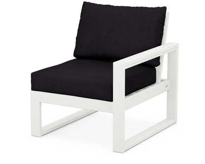 POLYWOOD® EDGE Modular Right Arm Chair in Vintage White / Midnight Linen