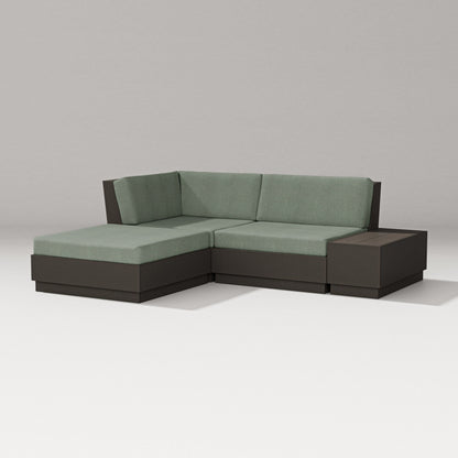 PW Designer Series Elevate Loveseat Sectional with Chaise in Vintage Coffee / Cast Sage