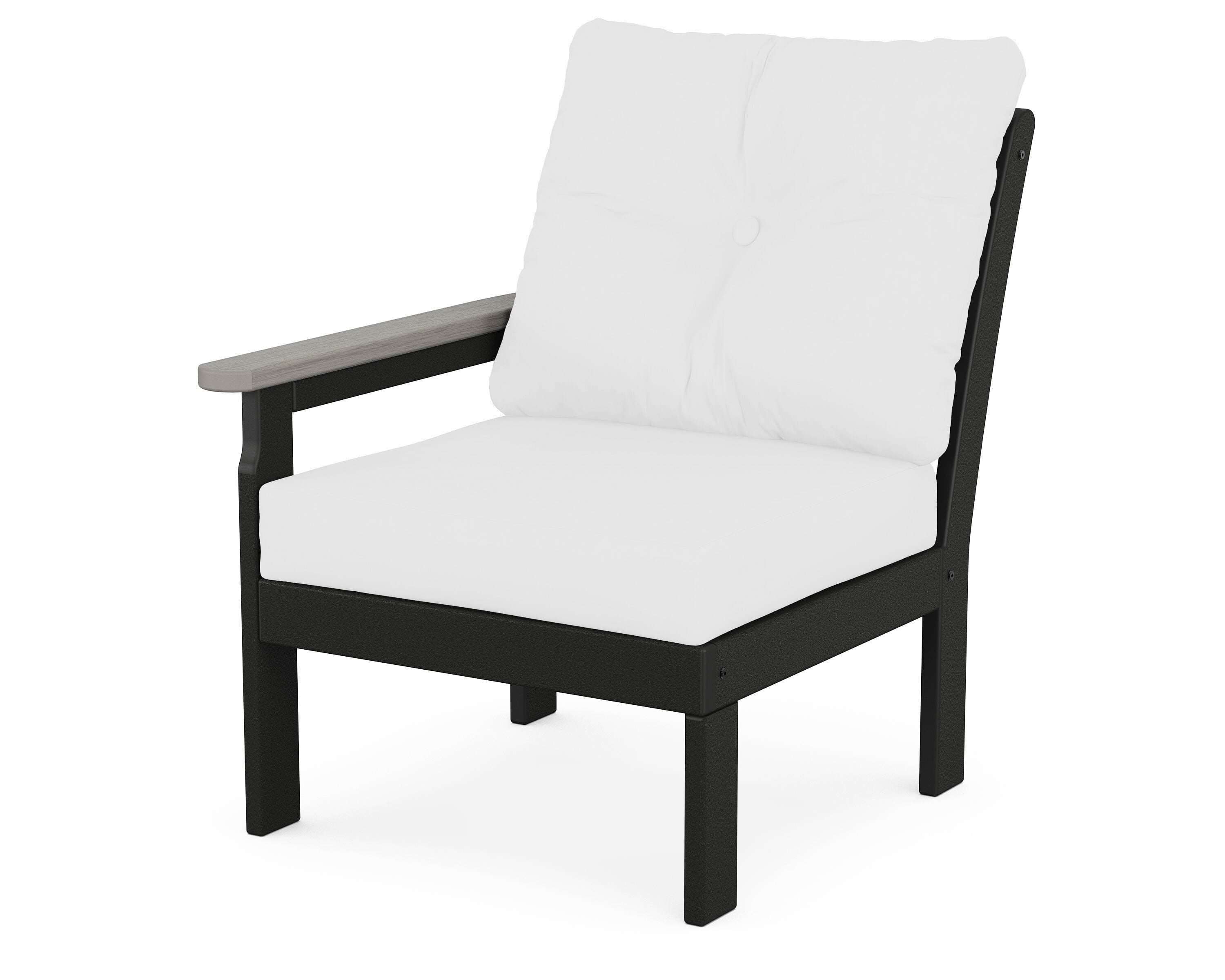 POLYWOOD® Vineyard Modular Left Arm Chair in Black / Driftwood / Natural