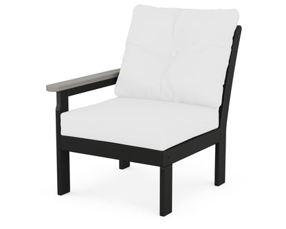 POLYWOOD® Vineyard Modular Left Arm Chair in Black / Driftwood / Natural