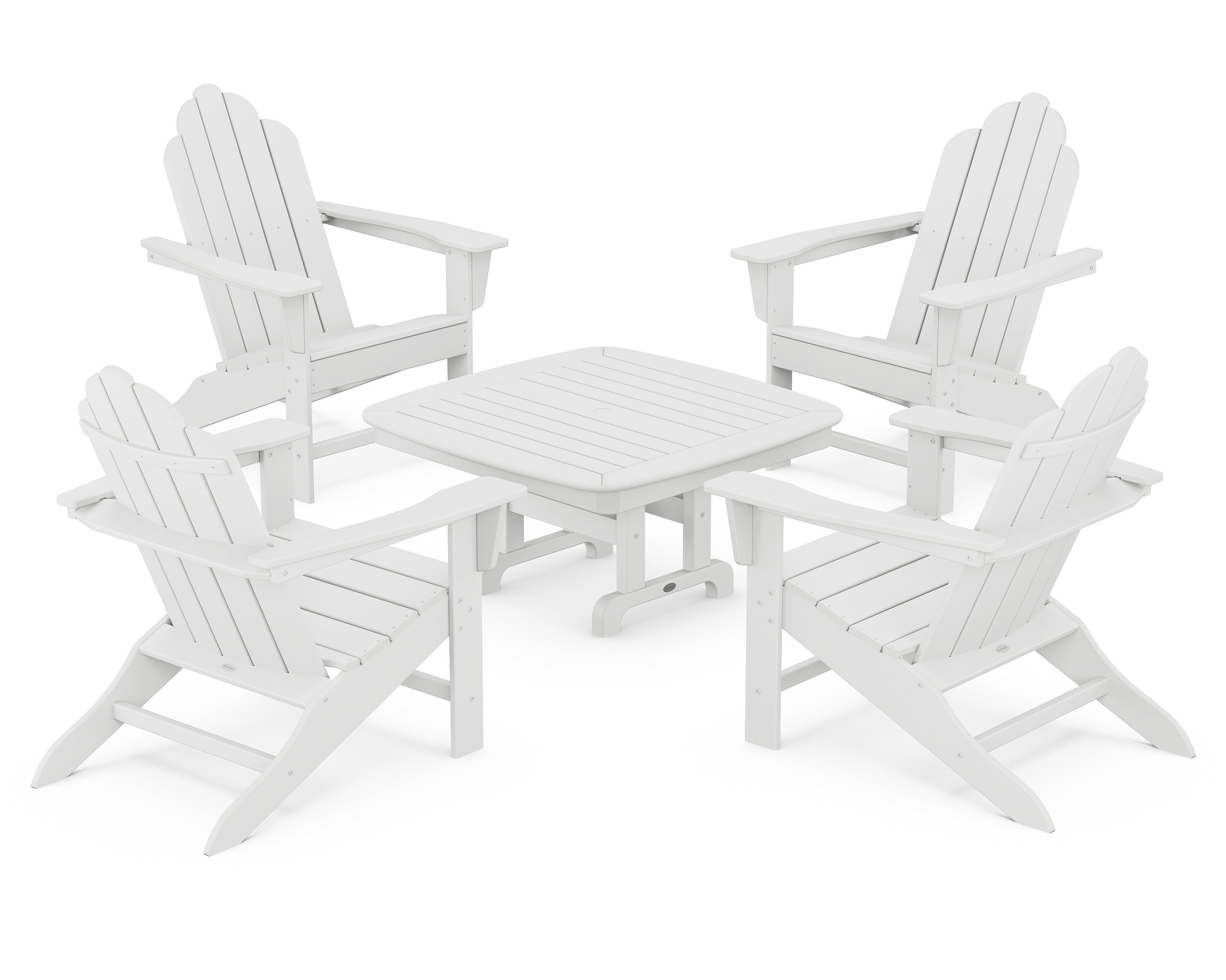 POLYWOOD® Long Island Adirondack 5-Piece Conversation Group in White