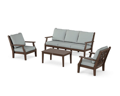 Country Living Wovendale 4-Piece Deep Seating Set with Sofa in Mahogany / Spa