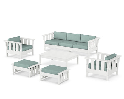 Martha Stewart by POLYWOOD® Acadia 6-Piece Lounge Sofa Set in White / Glacier Spa