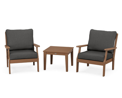 POLYWOOD® Braxton 3-Piece Deep Seating Set in Teak / Spectrum Carbon