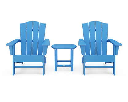 POLYWOOD® Wave 3-Piece Adirondack Chair Set with The Crest Chairs in Pacific Blue