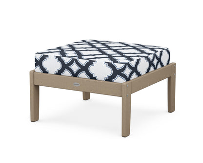 POLYWOOD® Braxton Deep Seating Ottoman in Vintage Sahara / Trellis Marine Indigo