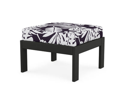 POLYWOOD® Vineyard Modular Ottoman in Black / Leaf Navy