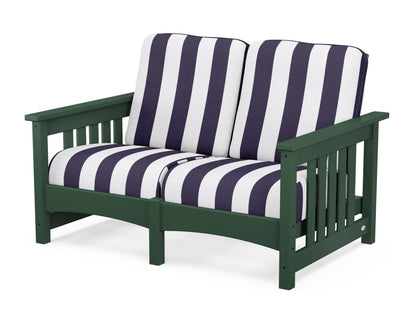 POLYWOOD® Club Mission Loveseat in Green / Cabana Stripe Navy