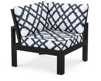 Unbranded Modular Corner Chair in Black / Trellis Marine Indigo