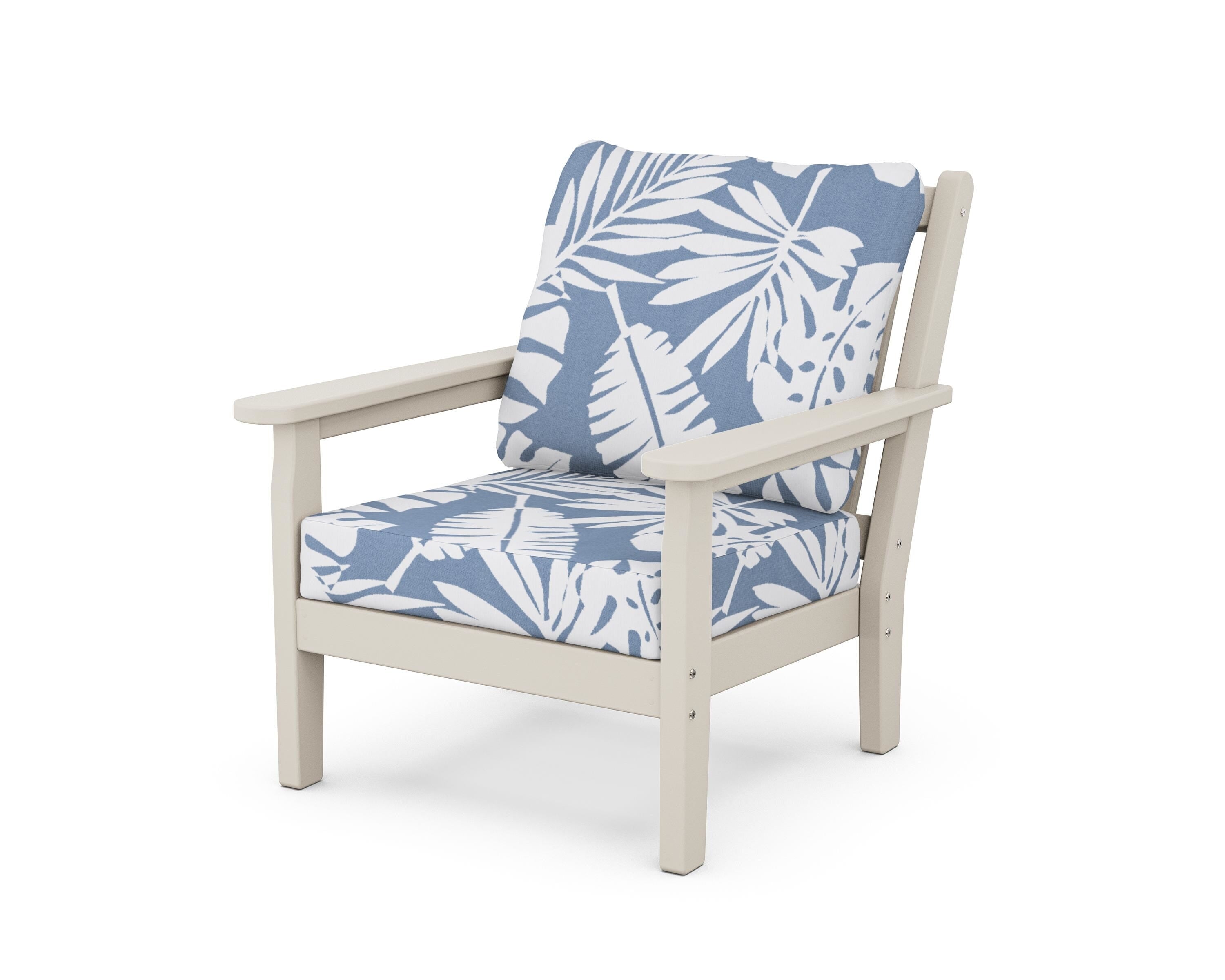 POLYWOOD® Chippendale Deep Seating Chair in Sand / Leaf Sky Blue