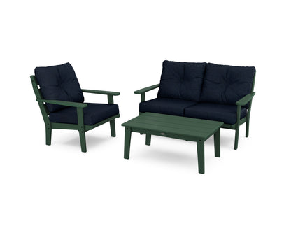 POLYWOOD® Lakeside 3-Piece Deep Seating Set in Green / Marine Indigo