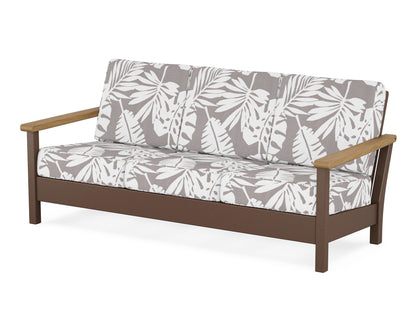 POLYWOOD® Harbour Deep Seating Sofa in Mahogany / Natural / Leaf Grey Mist