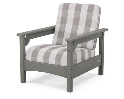 POLYWOOD® Club Chair in Slate Grey / Buffalo Plaid Grey Mist