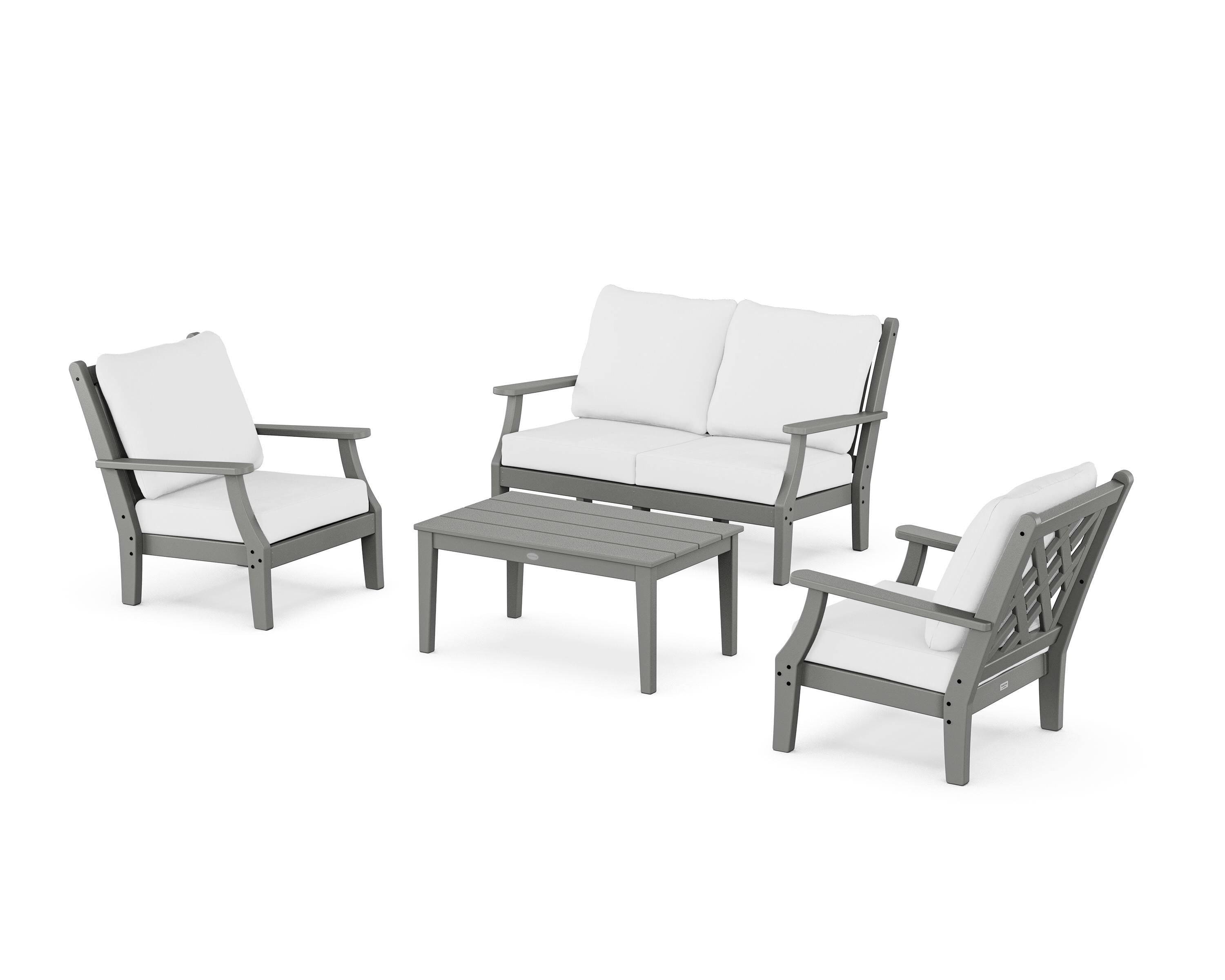 Country Living Wovendale 4-Piece Deep Seating Set with Loveseat in Slate Grey / Natural