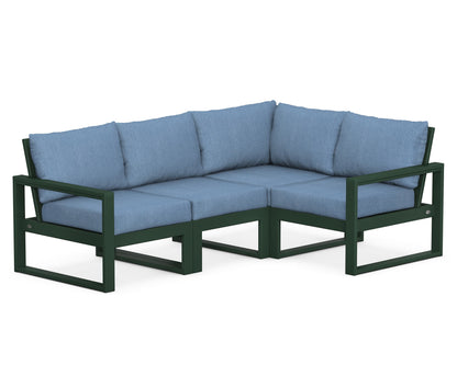 POLYWOOD® EDGE 4-Piece Modular Deep Seating Set in Green / Sky Blue