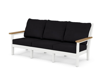 POLYWOOD® Chippendale Deep Seating Sofa in White / Natural / Midnight Linen