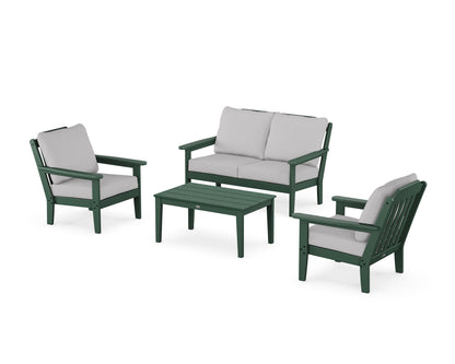 Country Living Cottage 4-Piece Deep Seating Set with Loveseat in Green / Granite