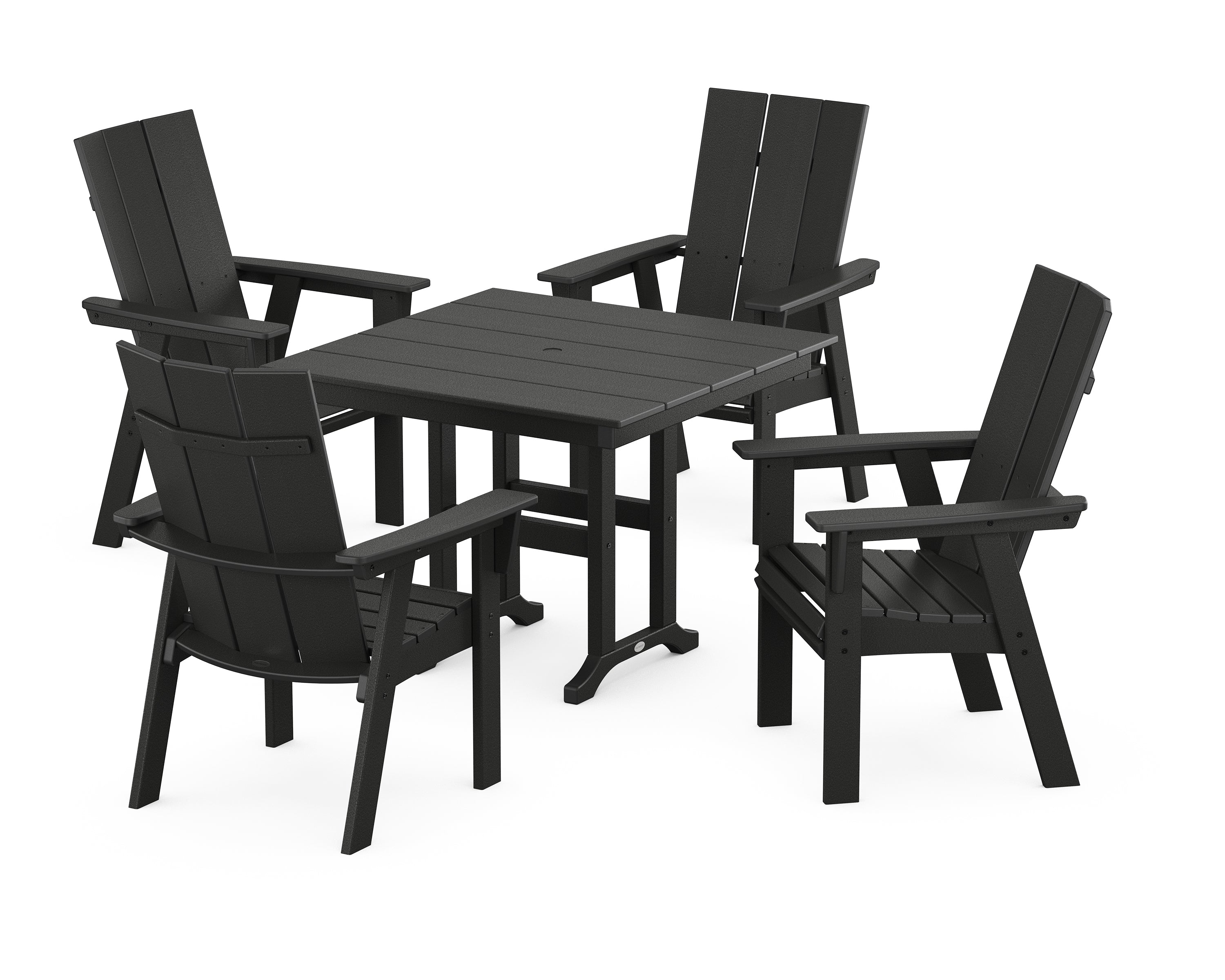 POLYWOOD® Modern Adirondack 5-Piece Farmhouse Dining Set in Black