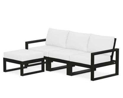 POLYWOOD® EDGE 4-Piece Modular Deep Seating Set with Ottoman in Black / Natural