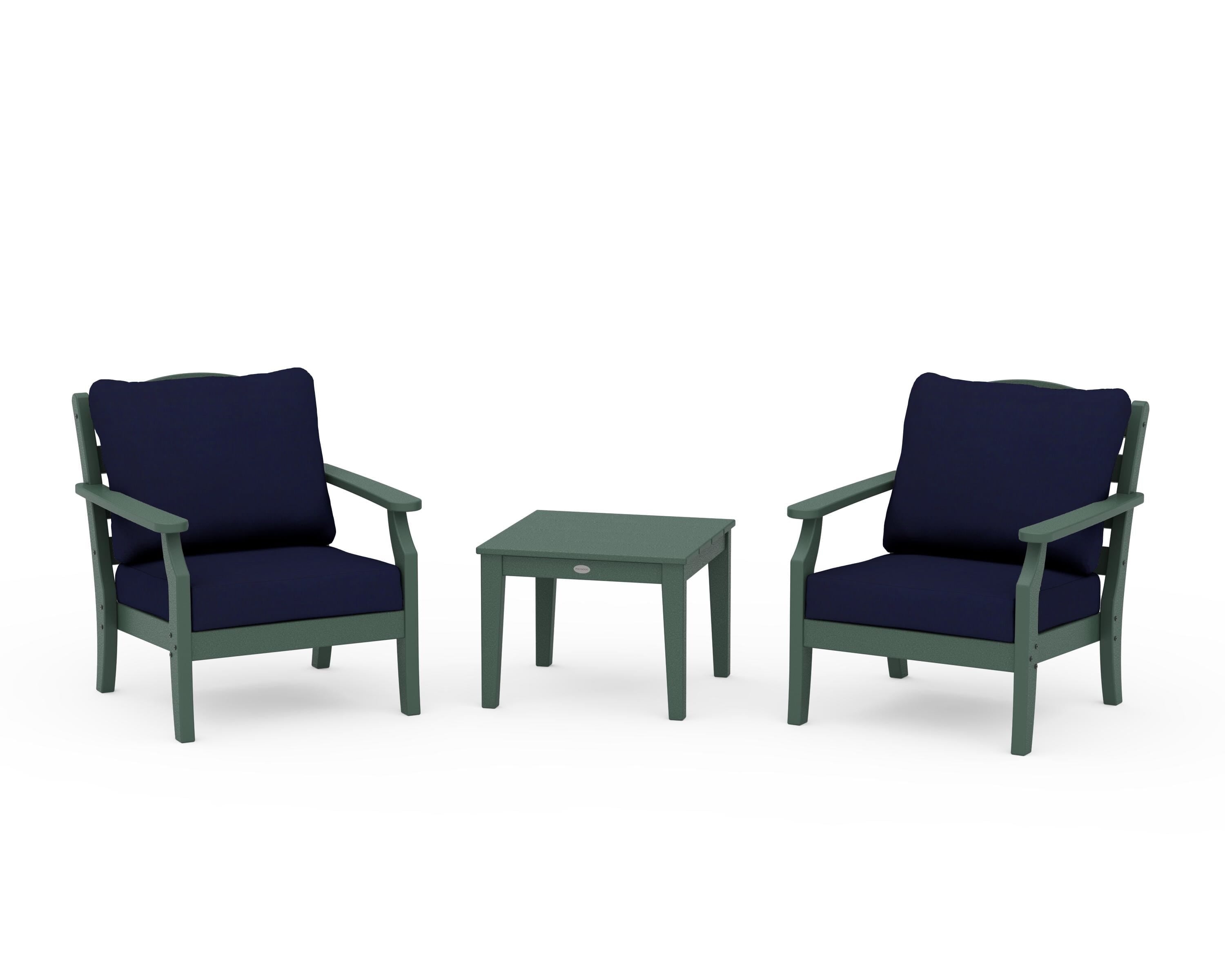 Draper James™ by  POLYWOOD® Savannah 3-Piece Deep Seating Set in Green / Navy