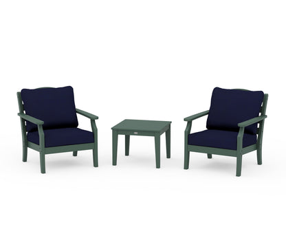 Draper James™ by  POLYWOOD® Savannah 3-Piece Deep Seating Set in Green / Navy