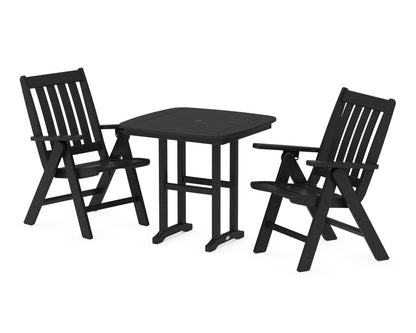 POLYWOOD® Vineyard Folding Chair 3-Piece Dining Set in Black