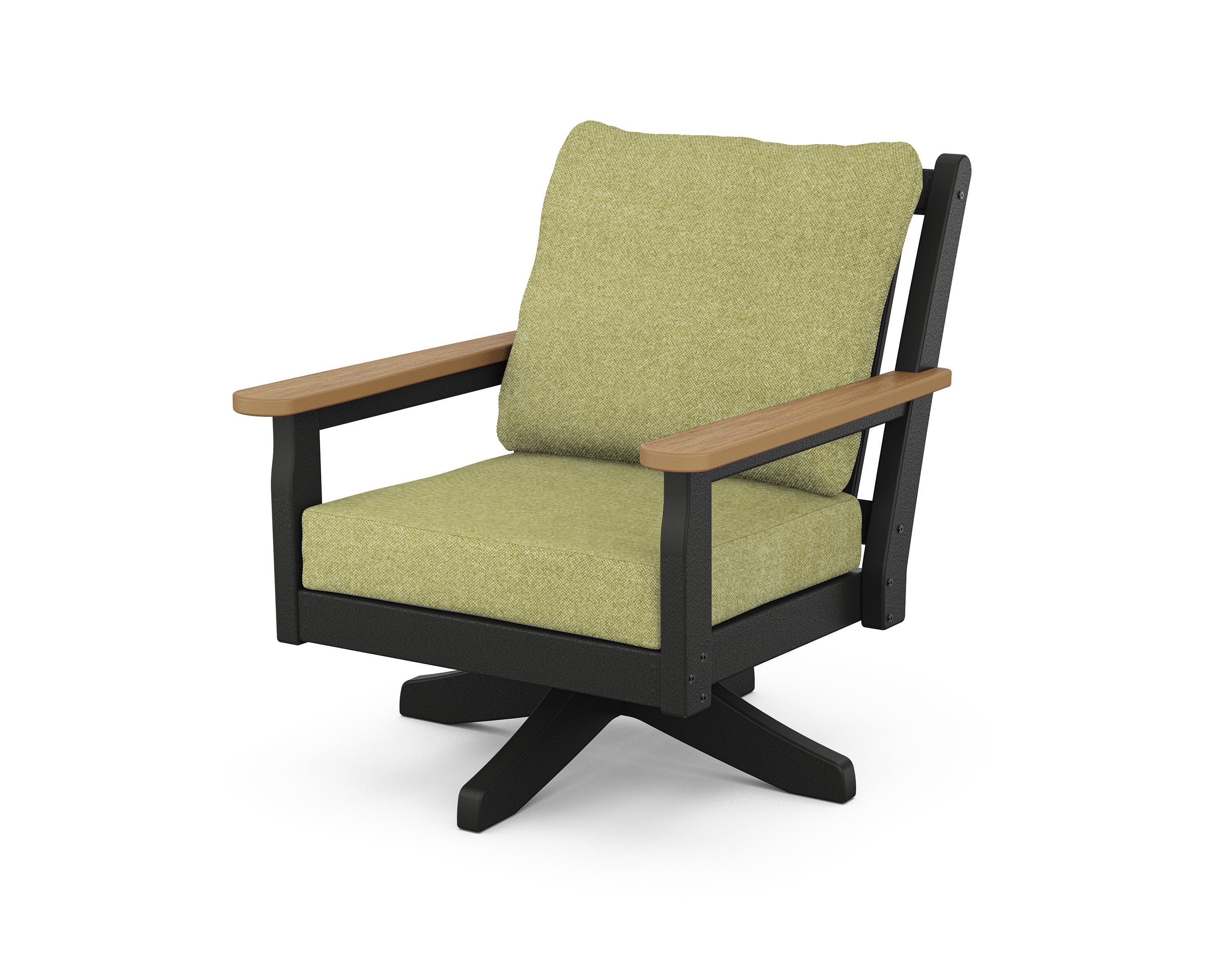 POLYWOOD® Chippendale Deep Seating Swivel Chair in Black / Natural / Chartreuse Boucle