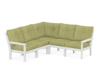 POLYWOOD® Vineyard 5-Piece Sectional in White / Chartreuse Boucle
