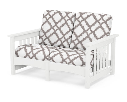 POLYWOOD® Club Mission Loveseat in White / Trellis Grey Mist