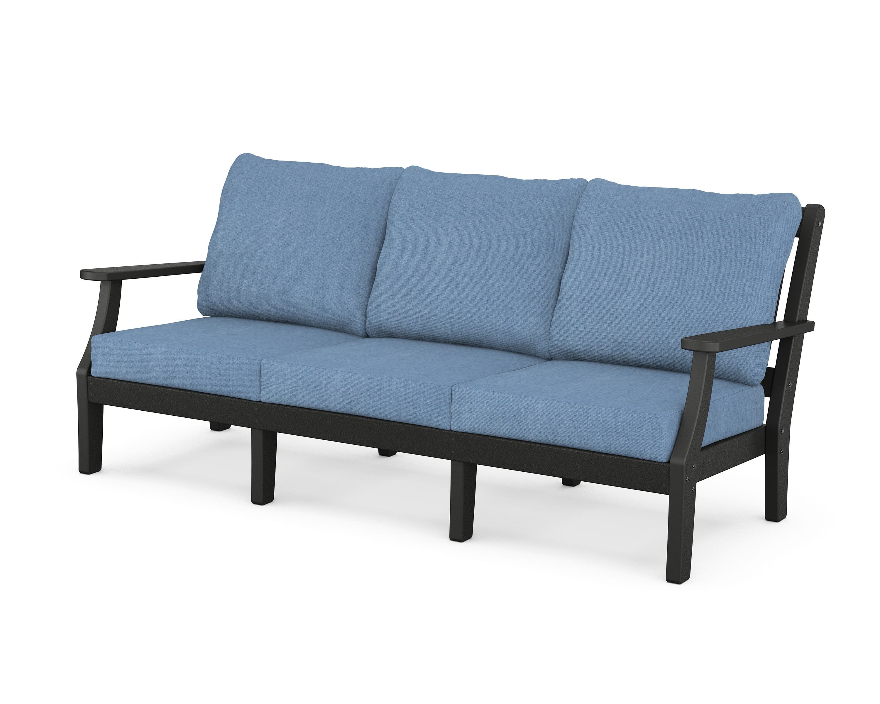 Martha Stewart by POLYWOOD® Chinoiserie Deep Seating Sofa in Black / Sky Blue