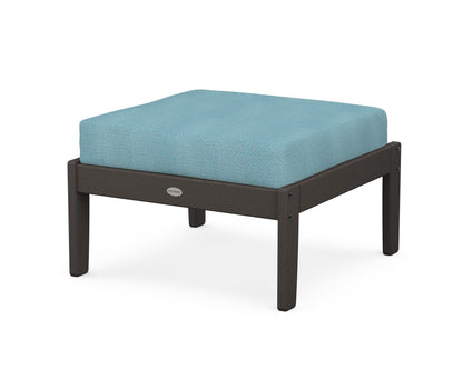 POLYWOOD® Braxton Deep Seating Ottoman in Vintage Coffee / Lattice Sky Blue