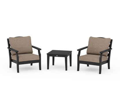 Draper James™ by  POLYWOOD® Savannah 3-Piece Deep Seating Set in Black / Spiced Burlap