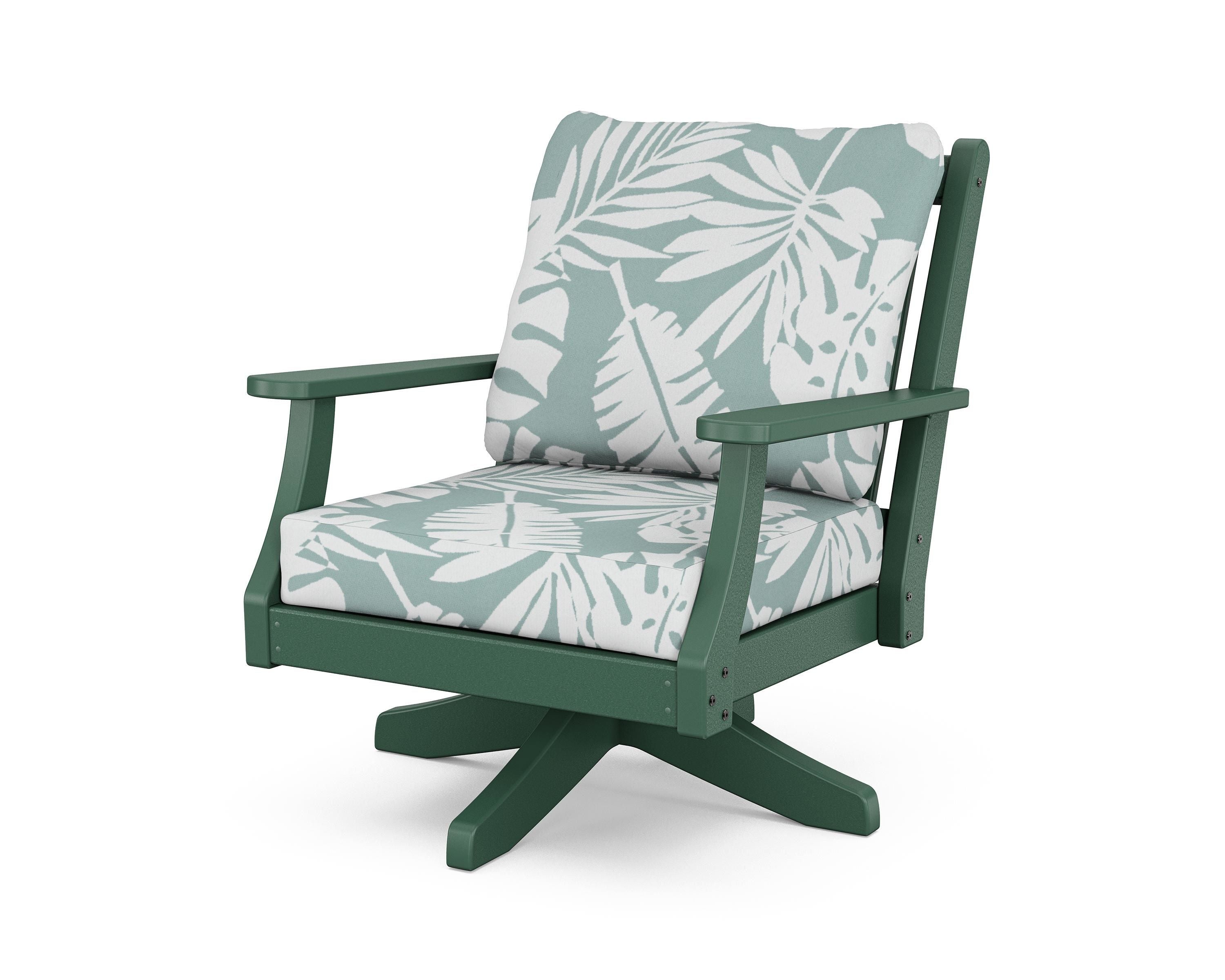 Country Living Wovendale Deep Seating Swivel Chair in Green / Leaf Glacier Spa