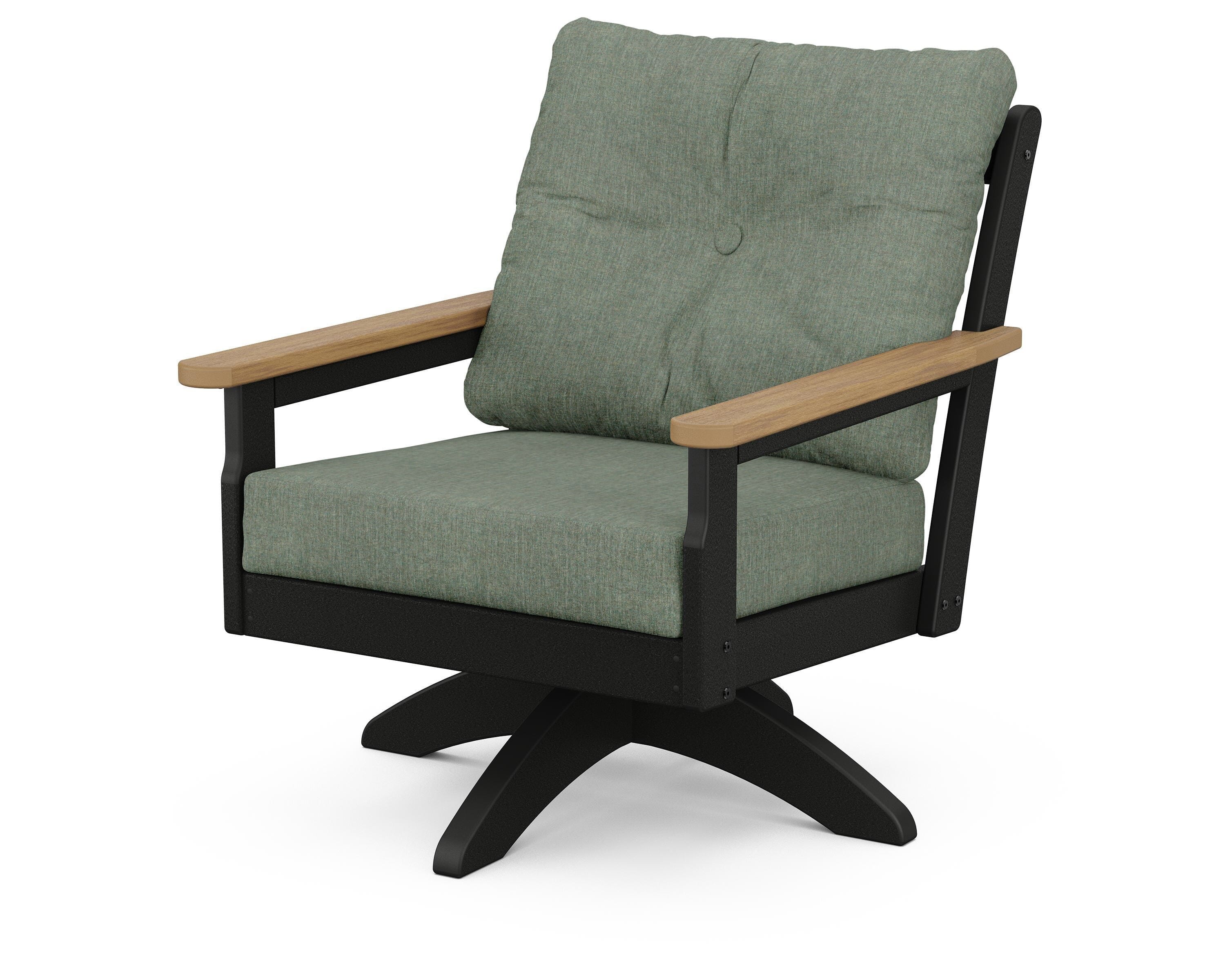 POLYWOOD® Vineyard Deep Seating Swivel Chair in Black / Natural / Cast Sage