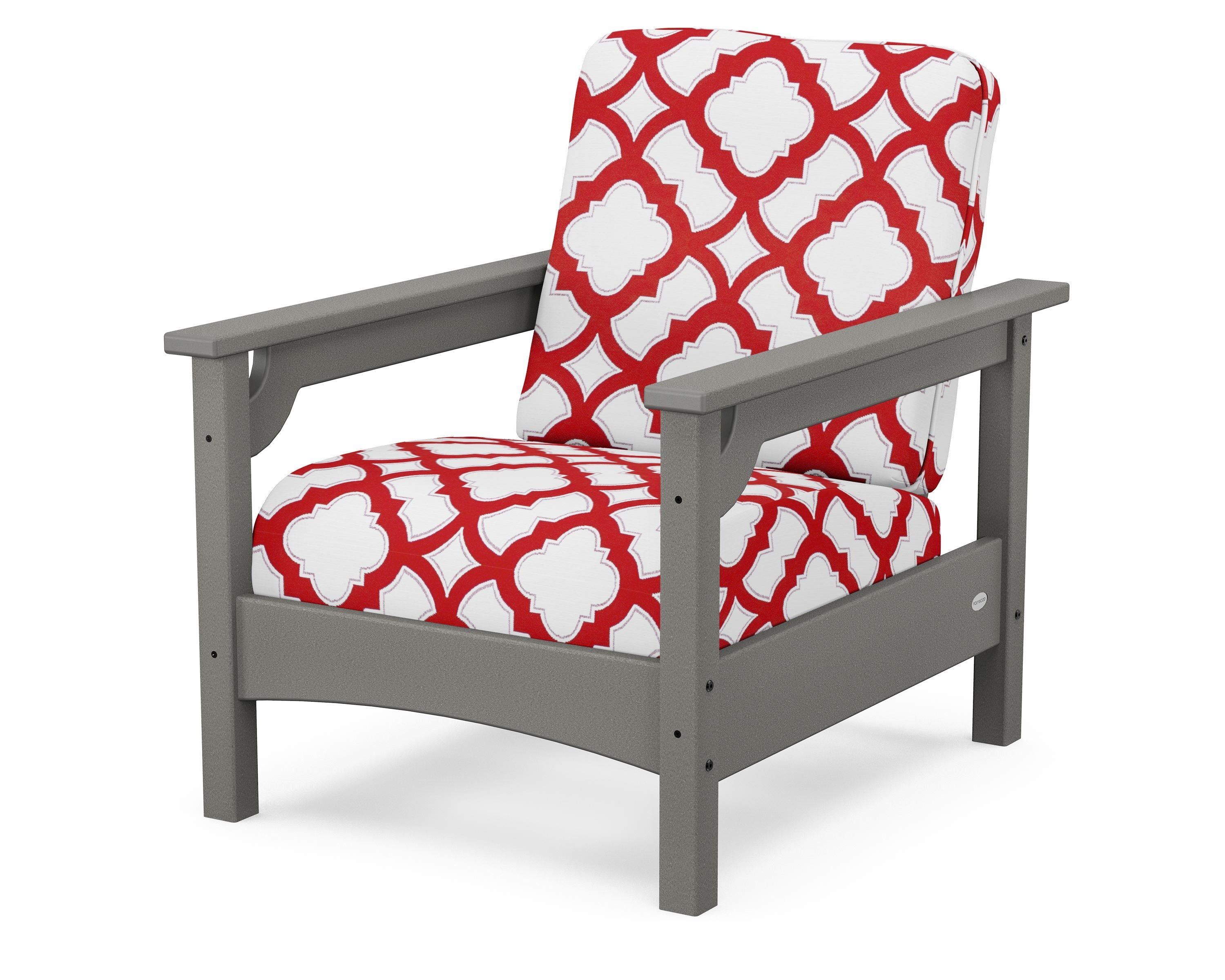 POLYWOOD® Club Chair in Slate Grey / Trellis Crimson