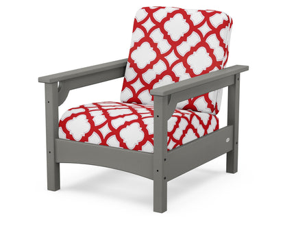 POLYWOOD® Club Chair in Slate Grey / Trellis Crimson